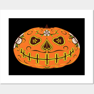 Day of the dead pumpkin Posters and Art
